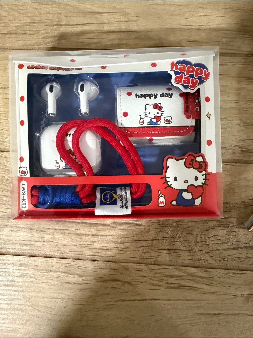 Hello Kitty Red & White Earbuds with Matching Case and Lanyard